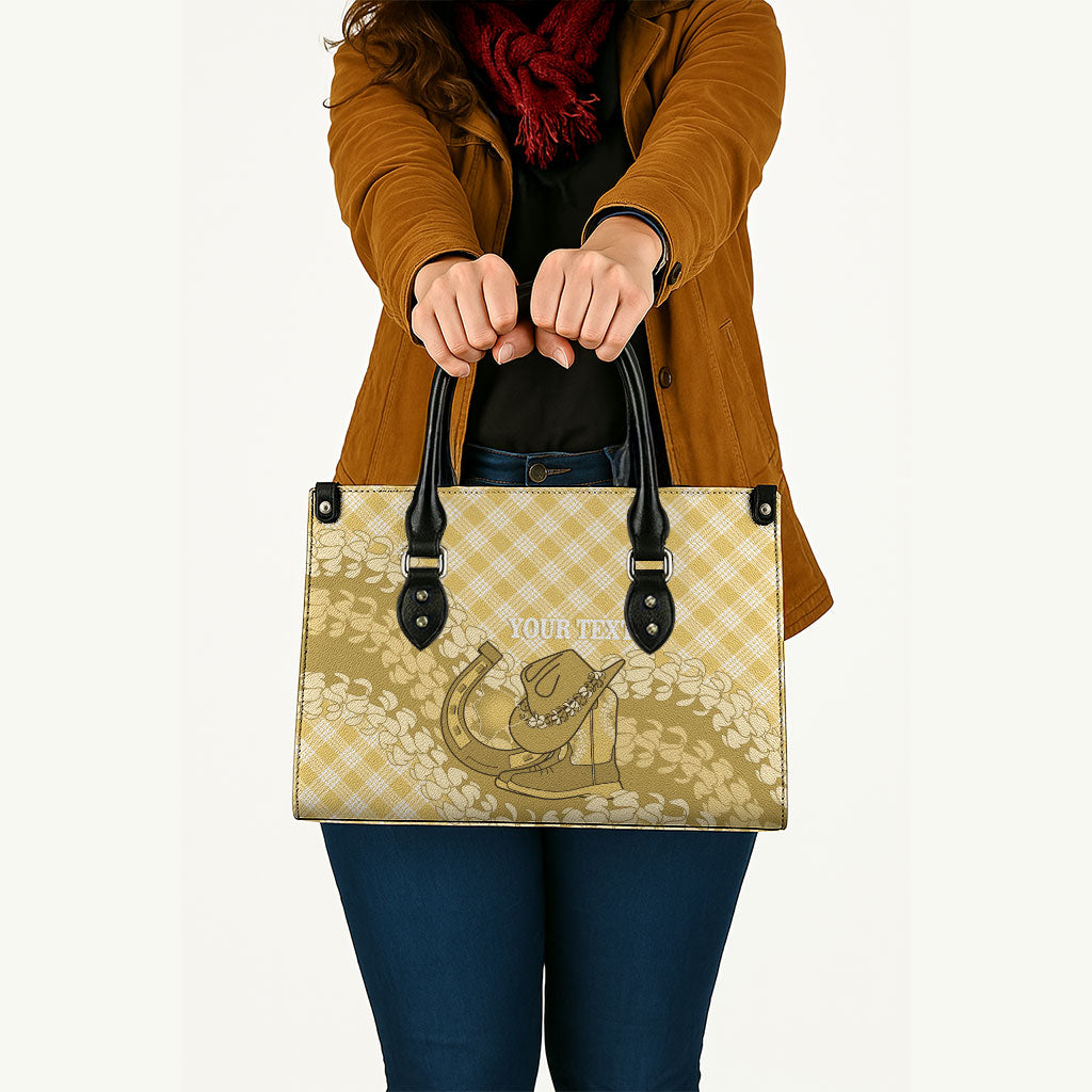 Melemele Hawaii Cowboy Palaka Motifs Personalised Leather Bag Paniolo Festival Puakenikeni Lei LT14 - Polynesian Pride