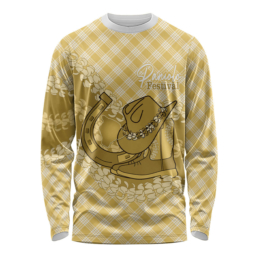 Melemele Hawaii Cowboy Palaka Motifs Personalised Long Sleeve Shirt Paniolo Festival Puakenikeni Lei LT14 Unisex Yellow - Polynesian Pride