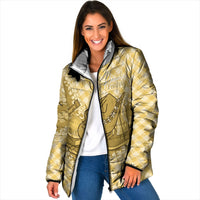 Melemele Hawaii Cowboy Palaka Motifs Personalised Padded Jacket Paniolo Festival Puakenikeni Lei LT14 Women Yellow - Polynesian Pride