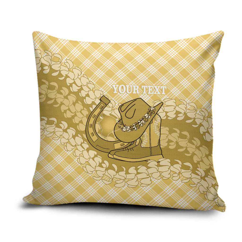 Melemele Hawaii Cowboy Palaka Motifs Personalised Pillow Cover Paniolo Festival Puakenikeni Lei