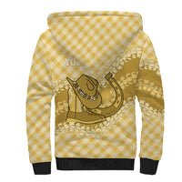 Melemele Hawaii Cowboy Palaka Motifs Personalised Sherpa Hoodie Paniolo Festival Puakenikeni Lei LT14 - Polynesian Pride