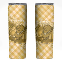 Melemele Hawaii Cowboy Palaka Motifs Personalised Skinny Tumbler Paniolo Festival Puakenikeni Lei LT14 Yellow - Polynesian Pride