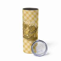 Melemele Hawaii Cowboy Palaka Motifs Personalised Skinny Tumbler Paniolo Festival Puakenikeni Lei LT14 - Polynesian Pride