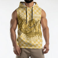 Melemele Hawaii Cowboy Palaka Motifs Personalised Sleeveless Hoodie Paniolo Festival Puakenikeni Lei LT14 - Polynesian Pride