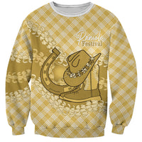 Melemele Hawaii Cowboy Palaka Motifs Personalised Sweatshirt Paniolo Festival Puakenikeni Lei LT14 Unisex Yellow - Polynesian Pride