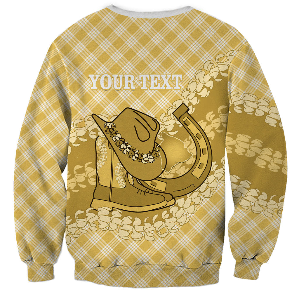 Melemele Hawaii Cowboy Palaka Motifs Personalised Sweatshirt Paniolo Festival Puakenikeni Lei LT14 - Polynesian Pride