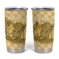 Melemele Hawaii Cowboy Palaka Motifs Personalised Tumbler Cup Paniolo Festival Puakenikeni Lei LT14 Yellow - Polynesian Pride