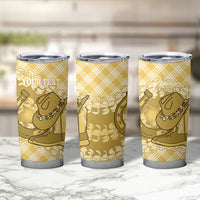 Melemele Hawaii Cowboy Palaka Motifs Personalised Tumbler Cup Paniolo Festival Puakenikeni Lei LT14 - Polynesian Pride
