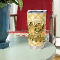 Melemele Hawaii Cowboy Palaka Motifs Personalised Tumbler Cup Paniolo Festival Puakenikeni Lei LT14 - Polynesian Pride