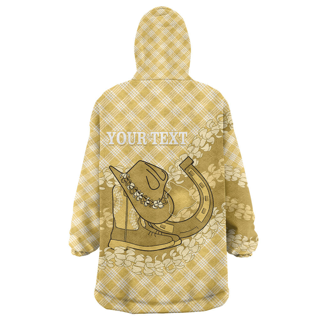Melemele Hawaii Cowboy Palaka Motifs Personalised Wearable Blanket Hoodie Paniolo Festival Puakenikeni Lei LT14 - Polynesian Pride