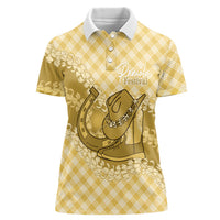Melemele Hawaii Cowboy Palaka Motifs Personalised Women Polo Shirt Paniolo Festival Puakenikeni Lei LT14 Female Yellow - Polynesian Pride