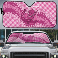 Alaka Hawaii Cowboy Palaka Motifs Personalised Auto Sun Shade Paniolo Festival Puakenikeni Lei LT14 Pink - Polynesian Pride