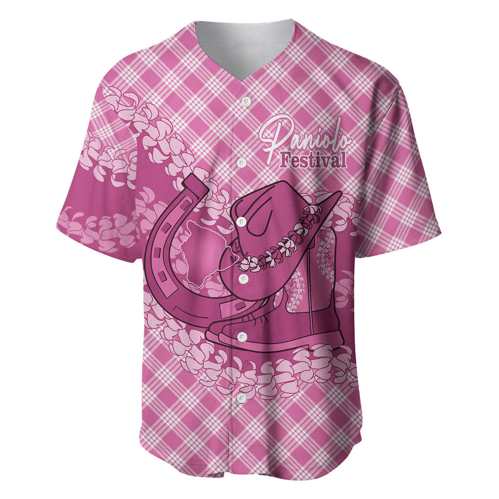 Alaka Hawaii Cowboy Palaka Motifs Personalised Baseball Jersey Paniolo Festival Puakenikeni Lei