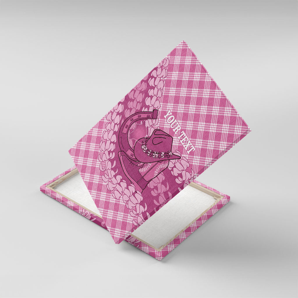 Alaka Hawaii Cowboy Palaka Motifs Personalised Canvas Wall Art Paniolo Festival Puakenikeni Lei LT14 With Frame Pink - Polynesian Pride