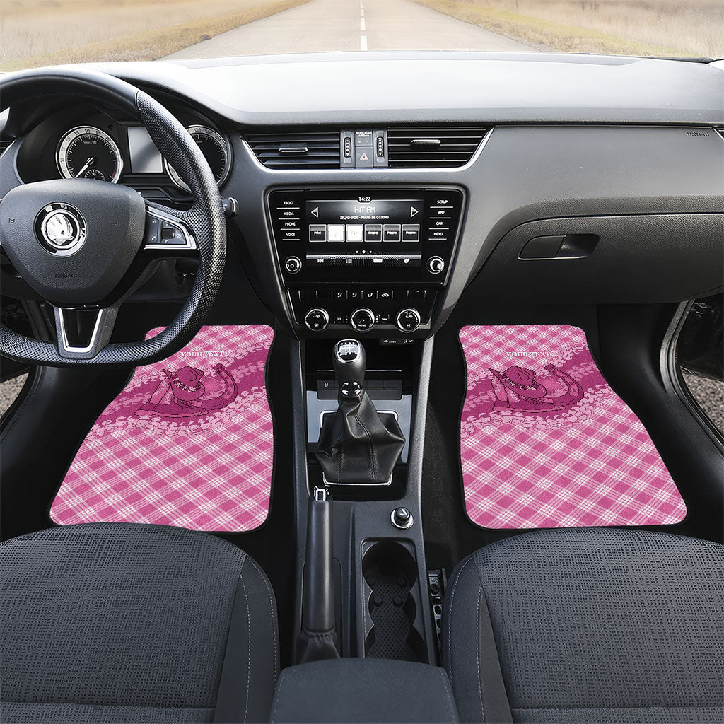 Alaka Hawaii Cowboy Palaka Motifs Personalised Car Mats Paniolo Festival Puakenikeni Lei LT14 Set 2pcs - Front Pink - Polynesian Pride