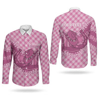 Alaka Hawaii Cowboy Palaka Motifs Personalised Couples Matching Off Shoulder Maxi Dress and Long Sleeve Button Shirt Paniolo Festival Puakenikeni Lei LT14 - Polynesian Pride