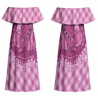 Alaka Hawaii Cowboy Palaka Motifs Personalised Couples Matching Off Shoulder Maxi Dress and Long Sleeve Button Shirt Paniolo Festival Puakenikeni Lei LT14 - Polynesian Pride