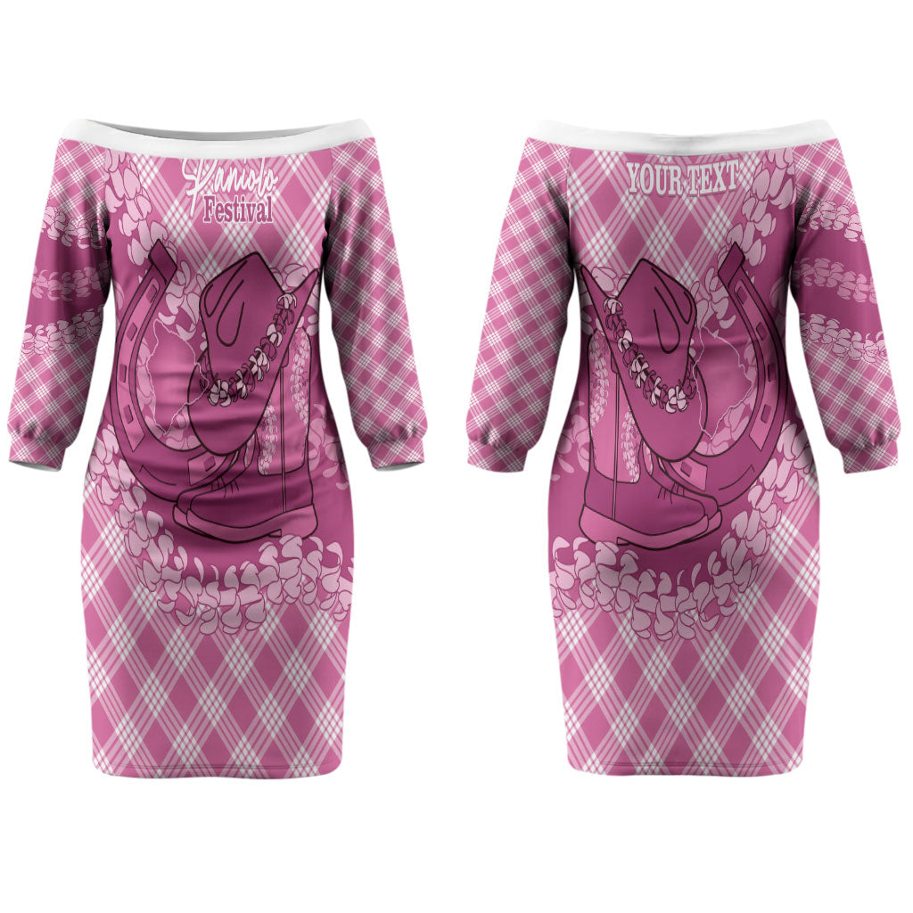 Alaka Hawaii Cowboy Palaka Motifs Personalised Couples Matching Off The Shoulder Long Sleeve Dress and Long Sleeve Button Shirt Paniolo Festival Puakenikeni Lei LT14 - Polynesian Pride