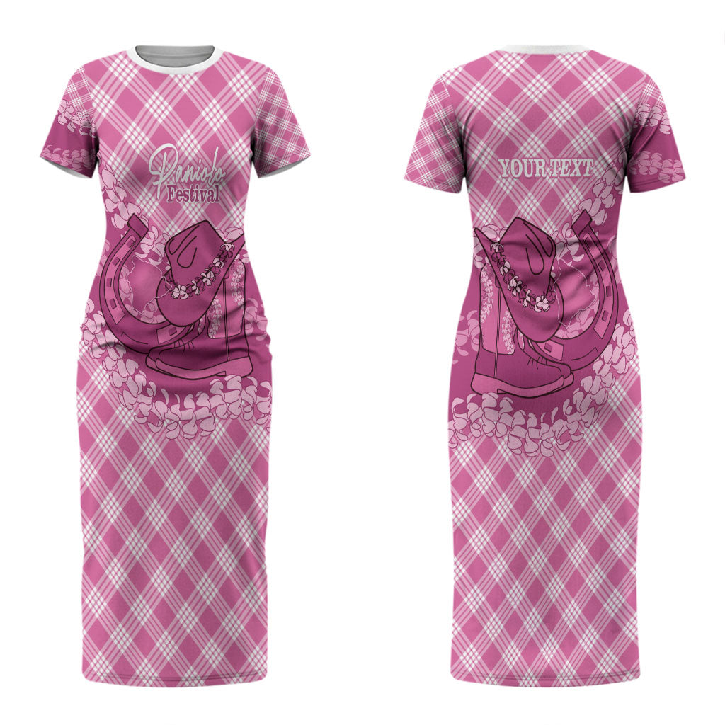 Alaka Hawaii Cowboy Palaka Motifs Personalised Couples Matching Short Sleeve Bodycon Dress and Long Sleeve Button Shirt Paniolo Festival Puakenikeni Lei LT14 - Polynesian Pride