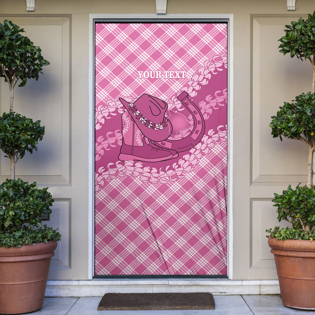 Alaka Hawaii Cowboy Palaka Motifs Personalised Door Cover Paniolo Festival Puakenikeni Lei