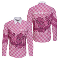 Alaka Hawaii Cowboy Palaka Motifs Personalised Family Matching Puletasi and Hawaiian Shirt Paniolo Festival Puakenikeni Lei LT14 Dad's Shirt - Long Sleeve Pink - Polynesian Pride