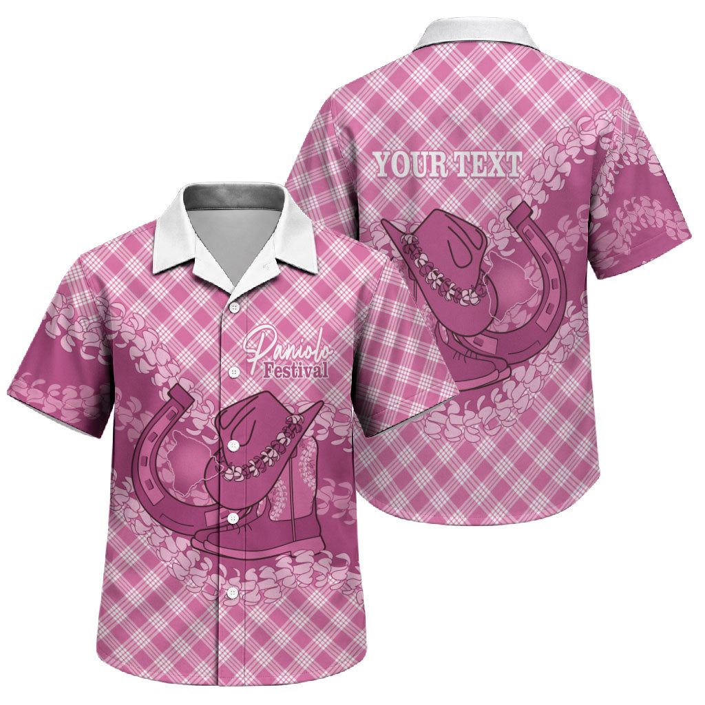 Alaka Hawaii Cowboy Palaka Motifs Personalised Family Matching Puletasi and Hawaiian Shirt Paniolo Festival Puakenikeni Lei LT14 Son's Shirt Pink - Polynesian Pride