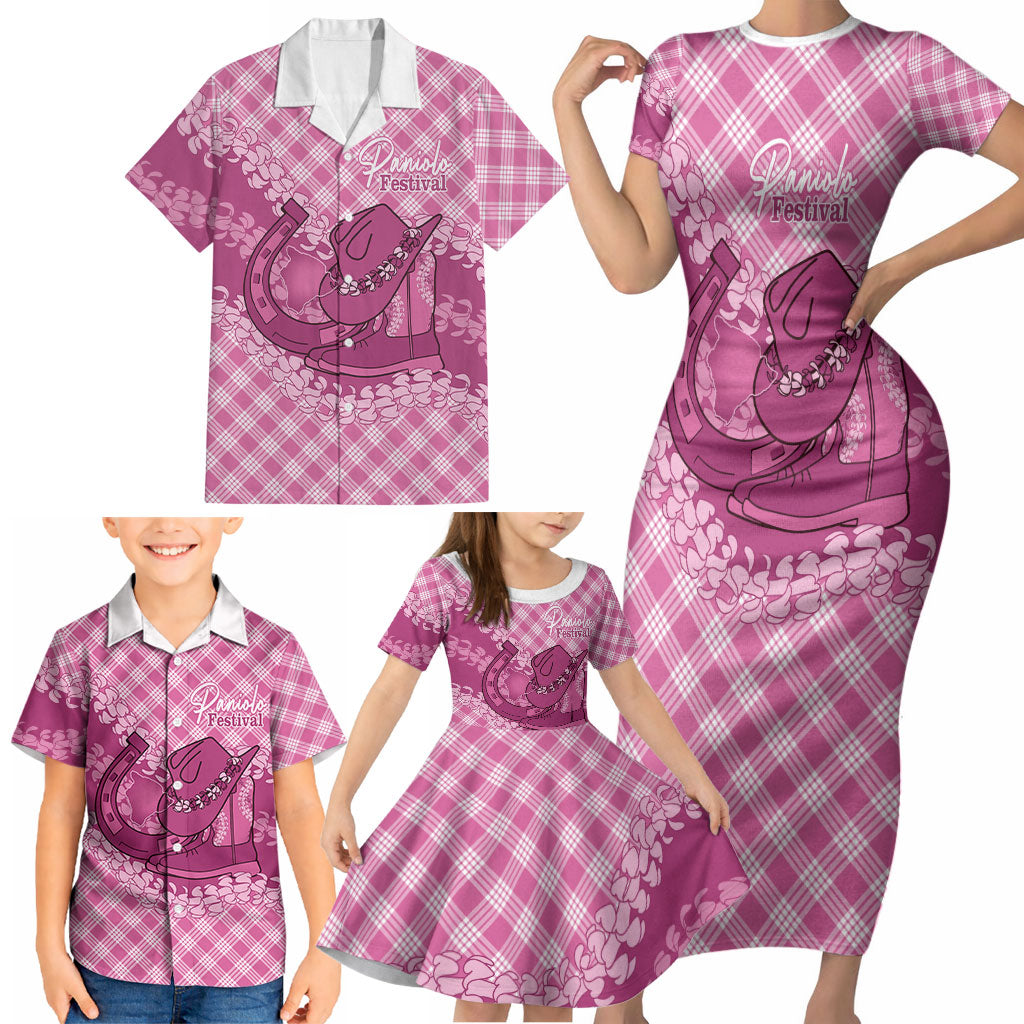 Alaka Hawaii Cowboy Palaka Motifs Personalised Family Matching Short Sleeve Bodycon Dress and Hawaiian Shirt Paniolo Festival Puakenikeni Lei LT14 - Polynesian Pride