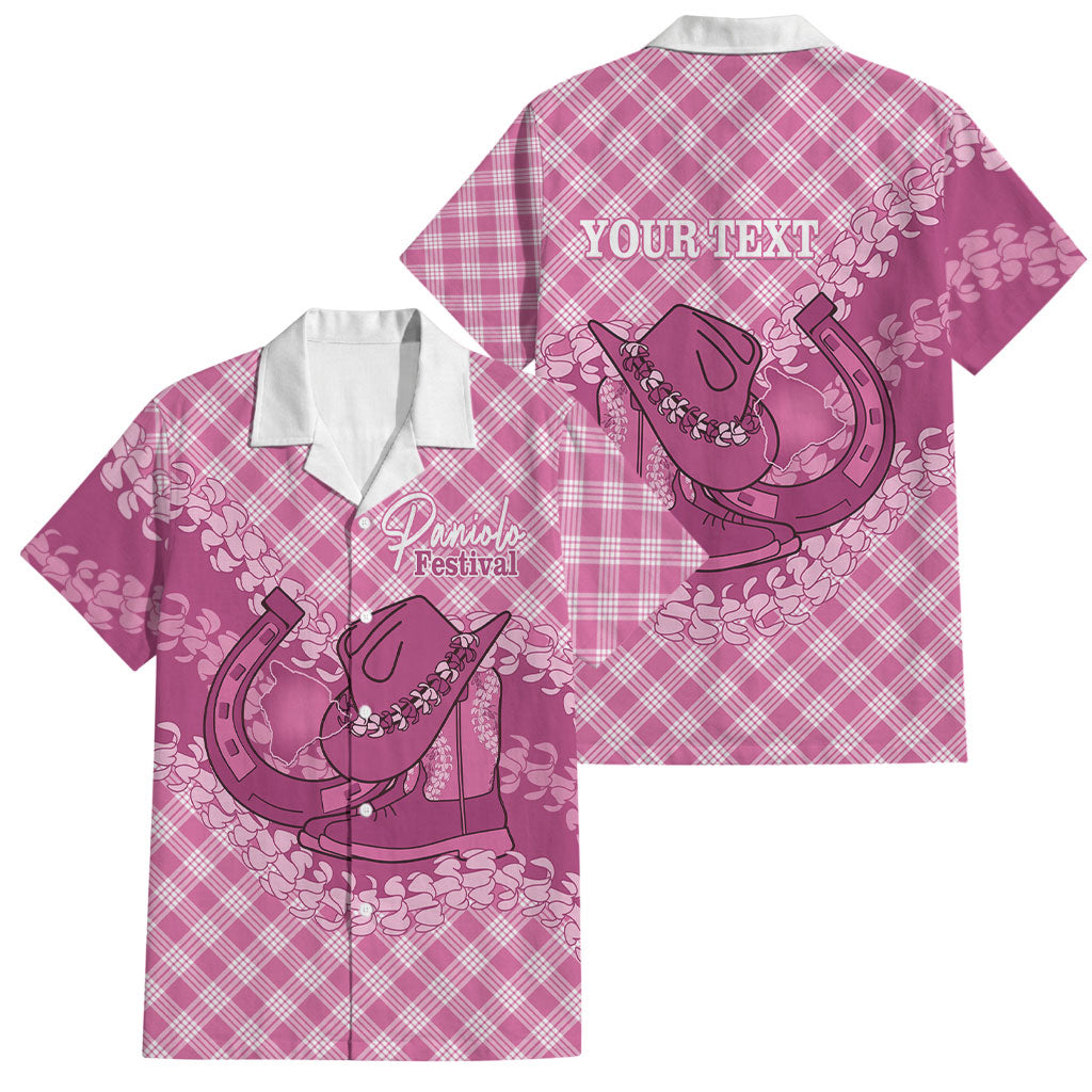 Alaka Hawaii Cowboy Palaka Motifs Personalised Family Matching Tank Maxi Dress and Hawaiian Shirt Paniolo Festival Puakenikeni Lei LT14 Dad's Shirt - Short Sleeve Pink - Polynesian Pride