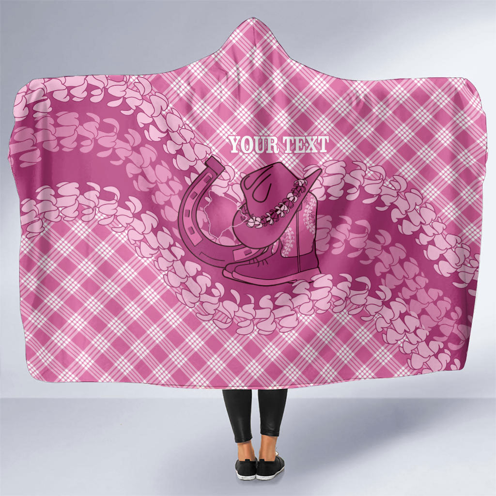 Alaka Hawaii Cowboy Palaka Motifs Personalised Hooded Blanket Paniolo Festival Puakenikeni Lei LT14 One Size Pink - Polynesian Pride