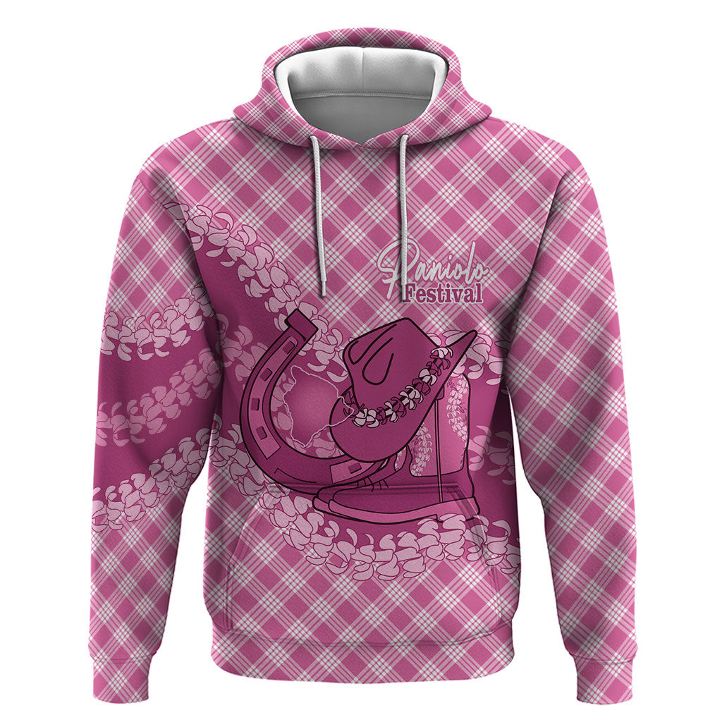 Alaka Hawaii Cowboy Palaka Motifs Personalised Hoodie Paniolo Festival Puakenikeni Lei