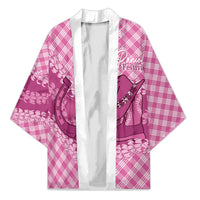 Alaka Hawaii Cowboy Palaka Motifs Personalised Kimono Paniolo Festival Puakenikeni Lei LT14 Unisex Pink - Polynesian Pride