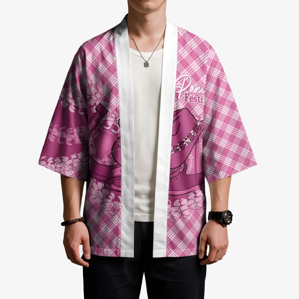 Alaka Hawaii Cowboy Palaka Motifs Personalised Kimono Paniolo Festival Puakenikeni Lei LT14 - Polynesian Pride
