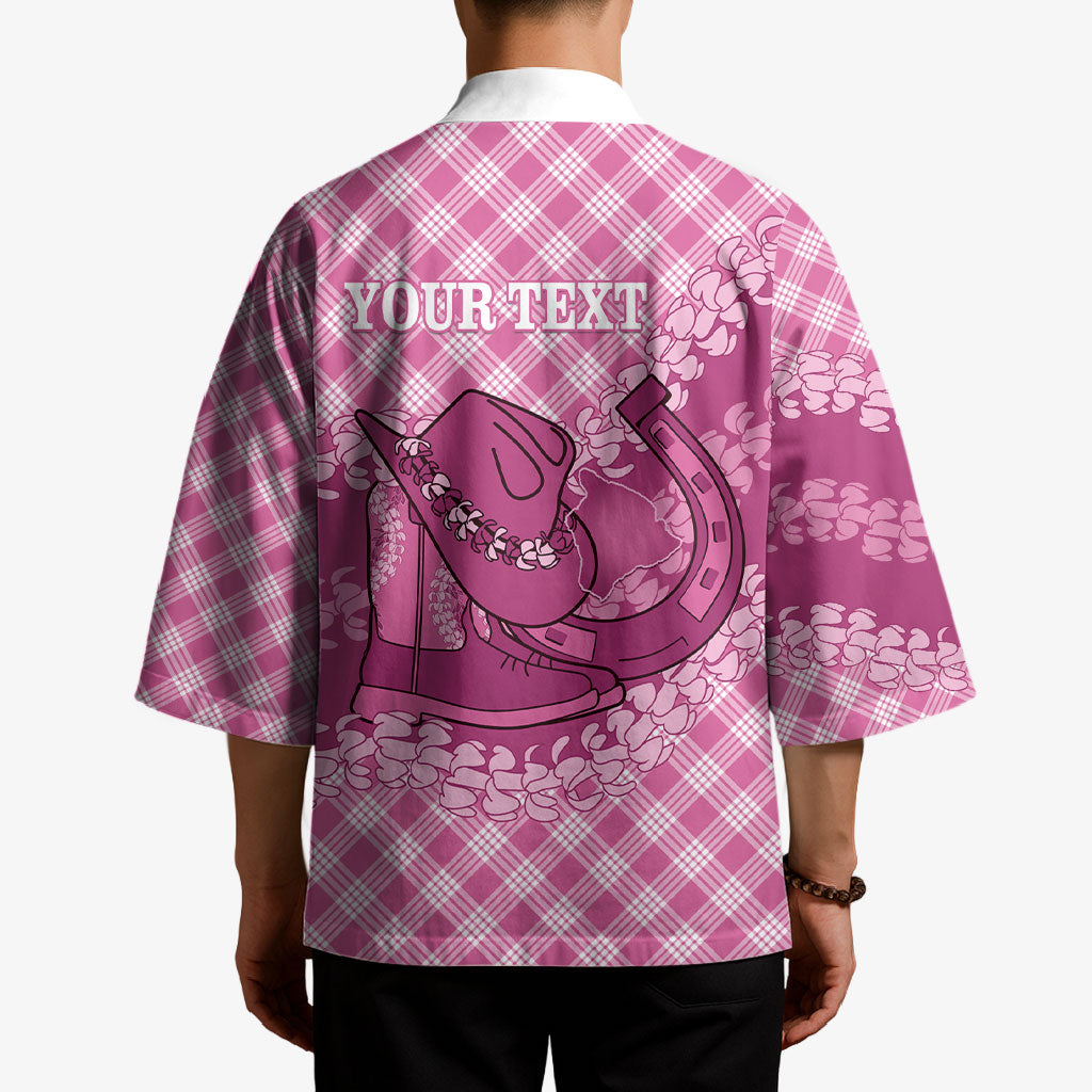 Alaka Hawaii Cowboy Palaka Motifs Personalised Kimono Paniolo Festival Puakenikeni Lei LT14 - Polynesian Pride
