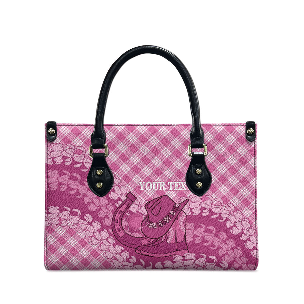 Alaka Hawaii Cowboy Palaka Motifs Personalised Leather Bag Paniolo Festival Puakenikeni Lei LT14 - Polynesian Pride
