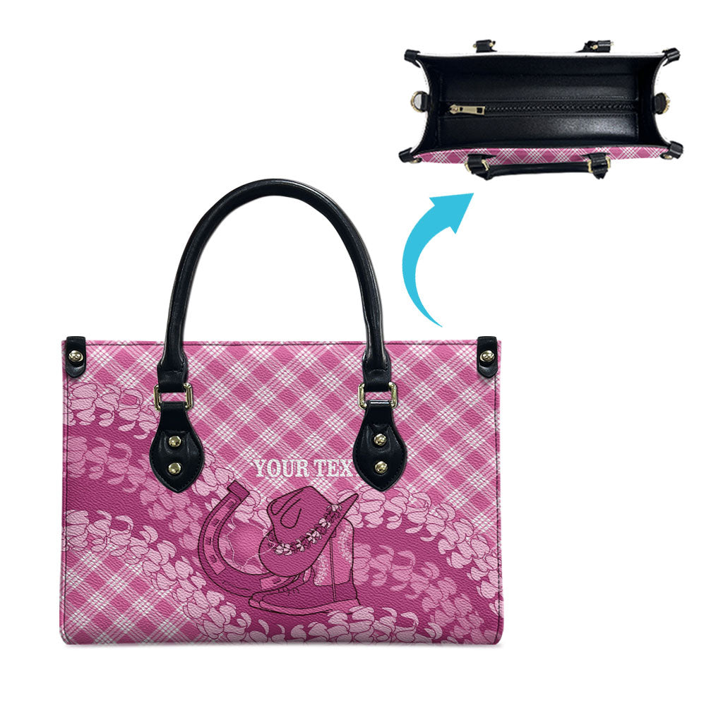 Alaka Hawaii Cowboy Palaka Motifs Personalised Leather Bag Paniolo Festival Puakenikeni Lei LT14 - Polynesian Pride