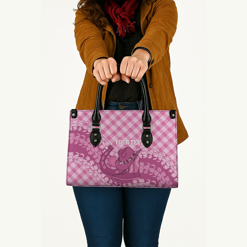 Alaka Hawaii Cowboy Palaka Motifs Personalised Leather Bag Paniolo Festival Puakenikeni Lei LT14 - Polynesian Pride