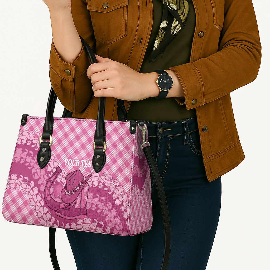 Alaka Hawaii Cowboy Palaka Motifs Personalised Leather Bag Paniolo Festival Puakenikeni Lei LT14 - Polynesian Pride