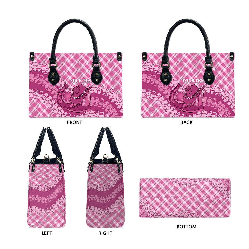 Alaka Hawaii Cowboy Palaka Motifs Personalised Leather Bag Paniolo Festival Puakenikeni Lei LT14 - Polynesian Pride
