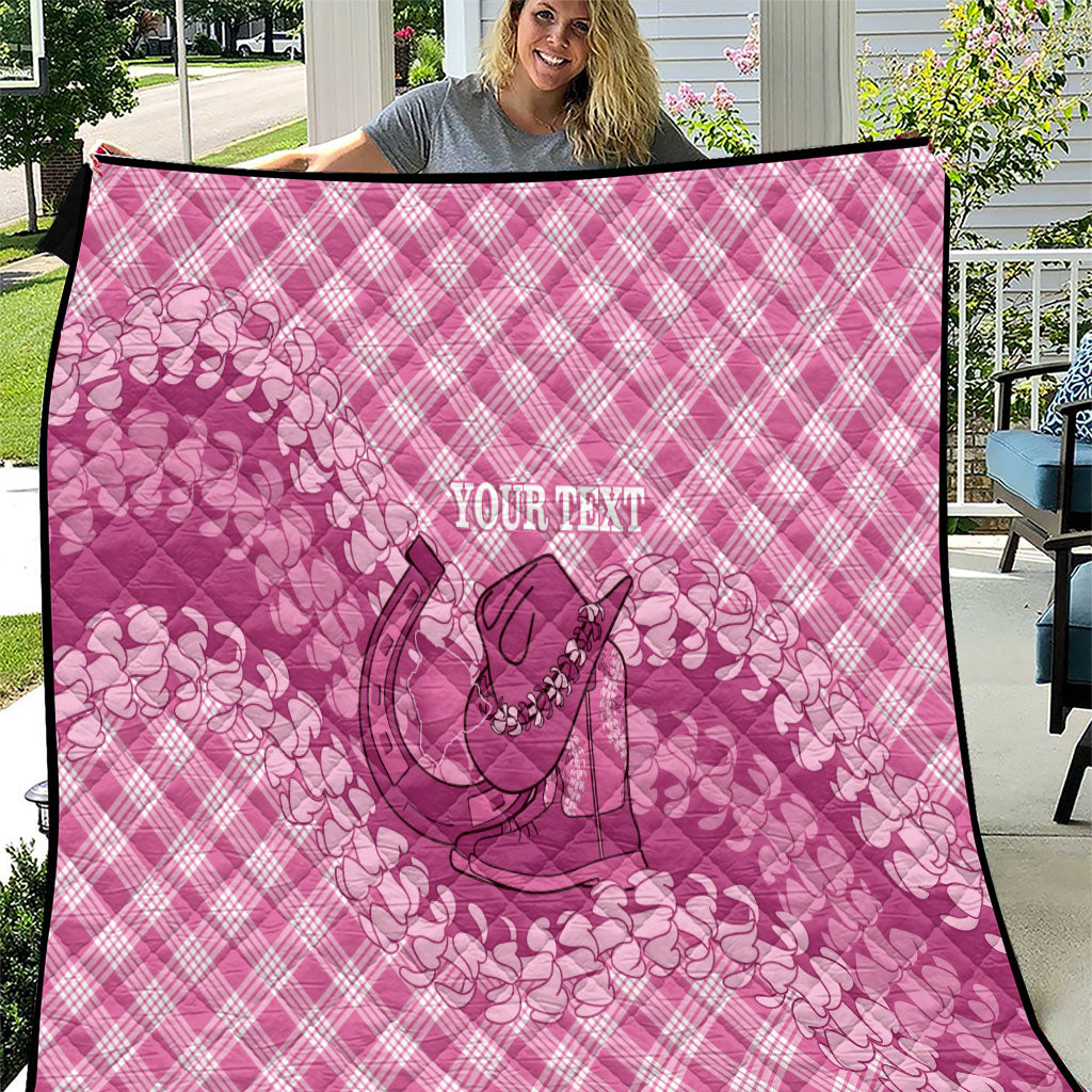 Alaka Hawaii Cowboy Palaka Motifs Personalised Quilt Paniolo Festival Puakenikeni Lei LT14 Pink - Polynesian Pride