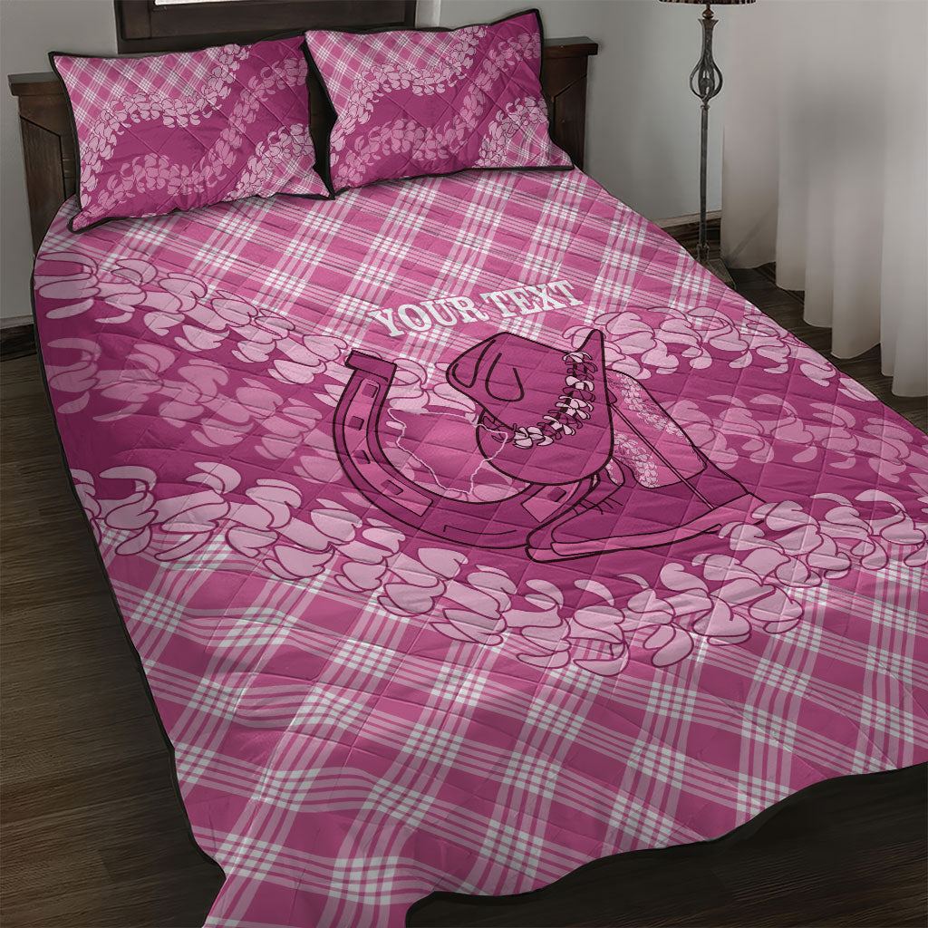 Alaka Hawaii Cowboy Palaka Motifs Personalised Quilt Bed Set Paniolo Festival Puakenikeni Lei LT14 Pink - Polynesian Pride