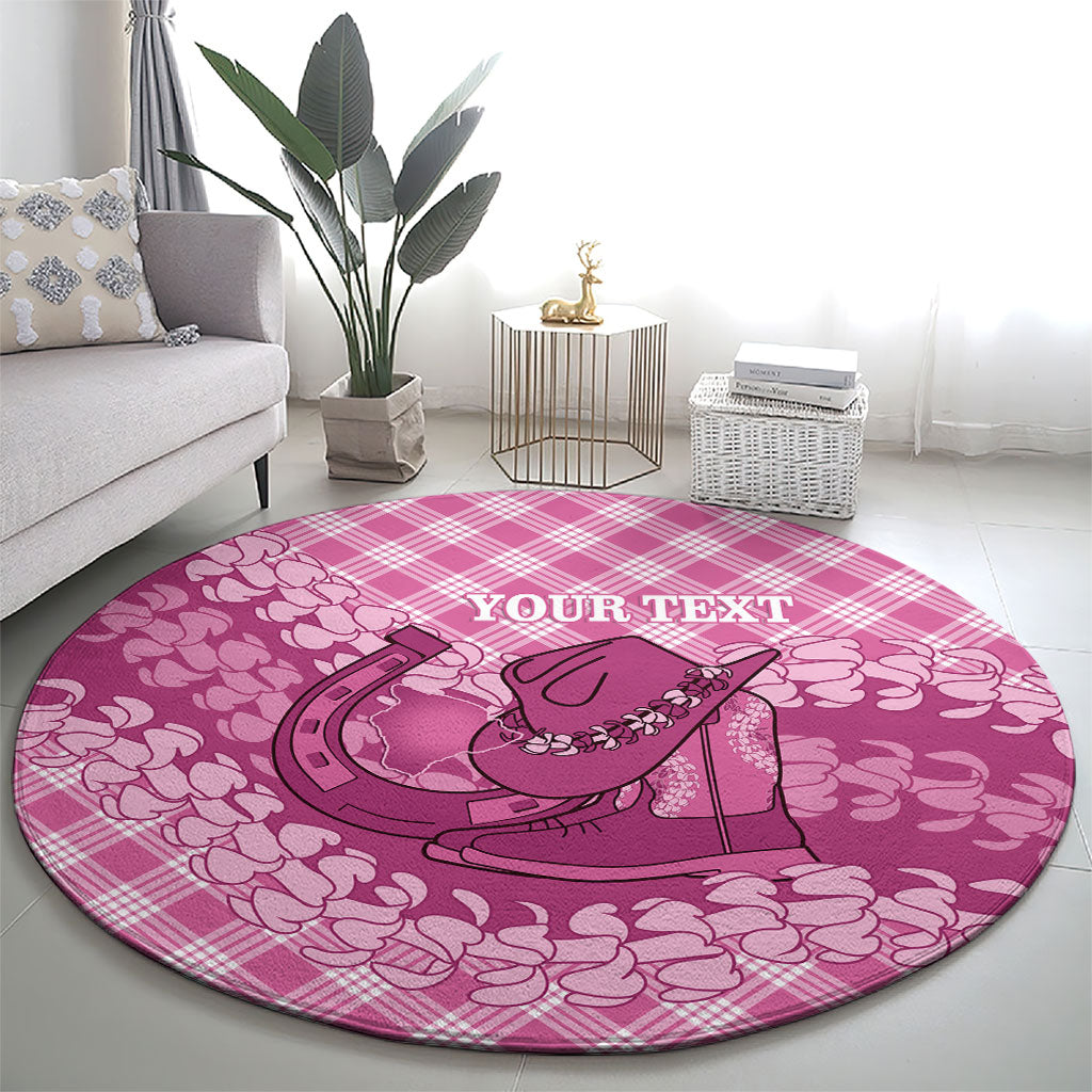 Alaka Hawaii Cowboy Palaka Motifs Personalised Round Carpet Paniolo Festival Puakenikeni Lei LT14 - Polynesian Pride