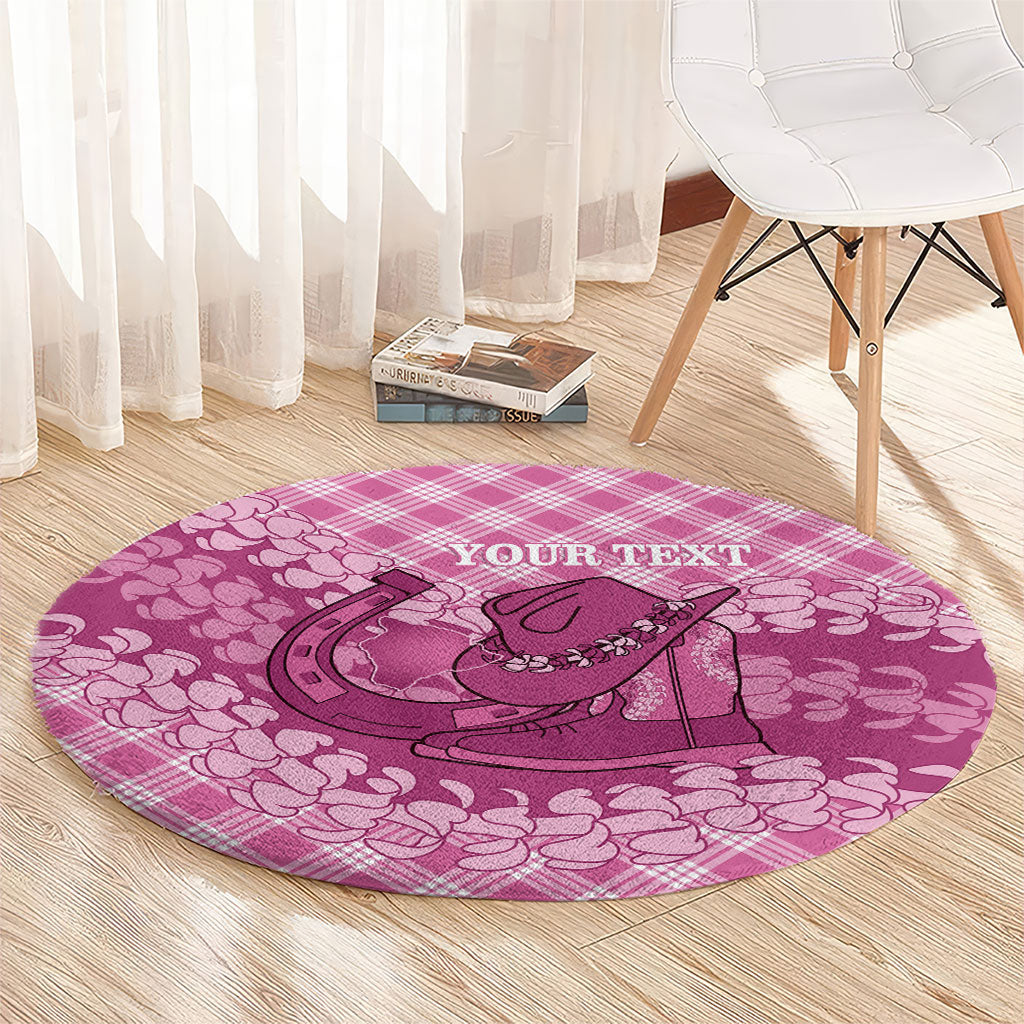 Alaka Hawaii Cowboy Palaka Motifs Personalised Round Carpet Paniolo Festival Puakenikeni Lei LT14 - Polynesian Pride