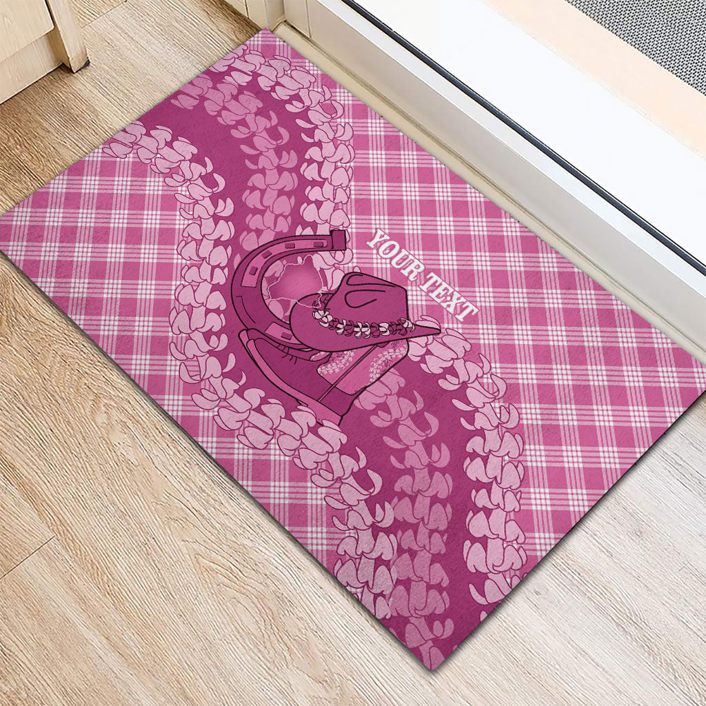 Alaka Hawaii Cowboy Palaka Motifs Personalised Rubber Doormat Paniolo Festival Puakenikeni Lei LT14 - Polynesian Pride
