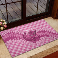 Alaka Hawaii Cowboy Palaka Motifs Personalised Rubber Doormat Paniolo Festival Puakenikeni Lei LT14 - Polynesian Pride