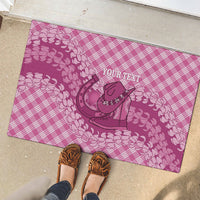 Alaka Hawaii Cowboy Palaka Motifs Personalised Rubber Doormat Paniolo Festival Puakenikeni Lei LT14 - Polynesian Pride