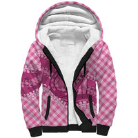 Alaka Hawaii Cowboy Palaka Motifs Personalised Sherpa Hoodie Paniolo Festival Puakenikeni Lei LT14 Unisex Pink - Polynesian Pride