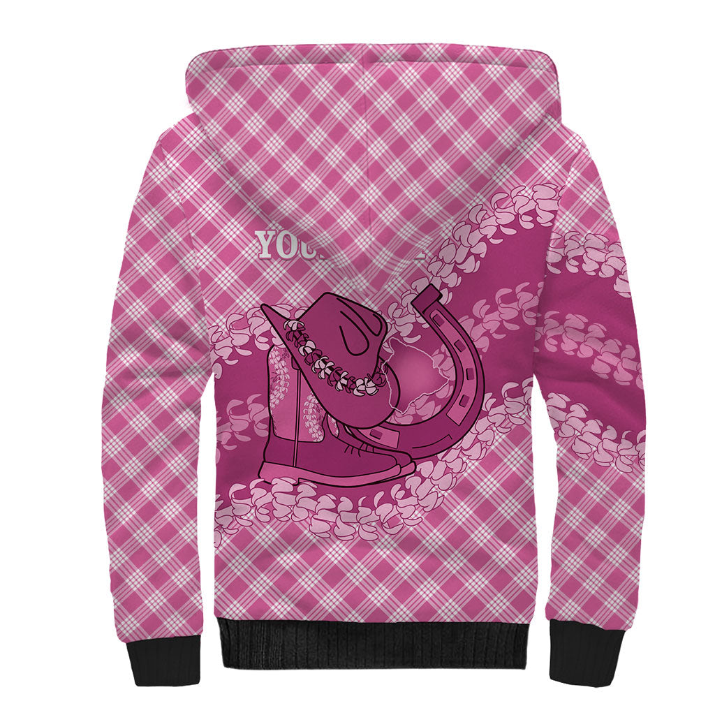 Alaka Hawaii Cowboy Palaka Motifs Personalised Sherpa Hoodie Paniolo Festival Puakenikeni Lei LT14 - Polynesian Pride