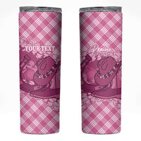 Alaka Hawaii Cowboy Palaka Motifs Personalised Skinny Tumbler Paniolo Festival Puakenikeni Lei LT14 Pink - Polynesian Pride