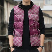 Alaka Hawaii Cowboy Palaka Motifs Personalised Sleeveless Puffer Jacket Paniolo Festival Puakenikeni Lei LT14 - Polynesian Pride
