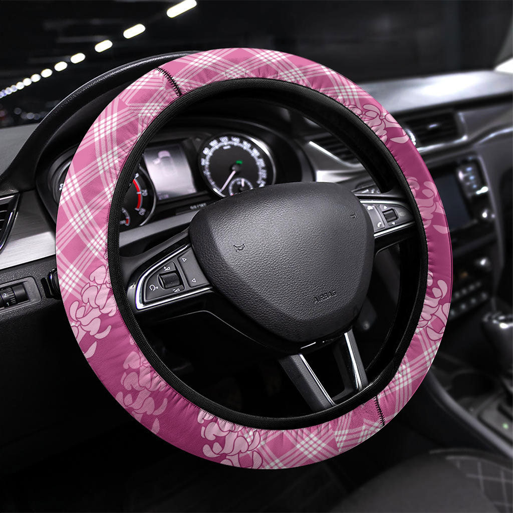 Alaka Hawaii Cowboy Palaka Motifs Steering Wheel Cover Paniolo Festival Puakenikeni Lei